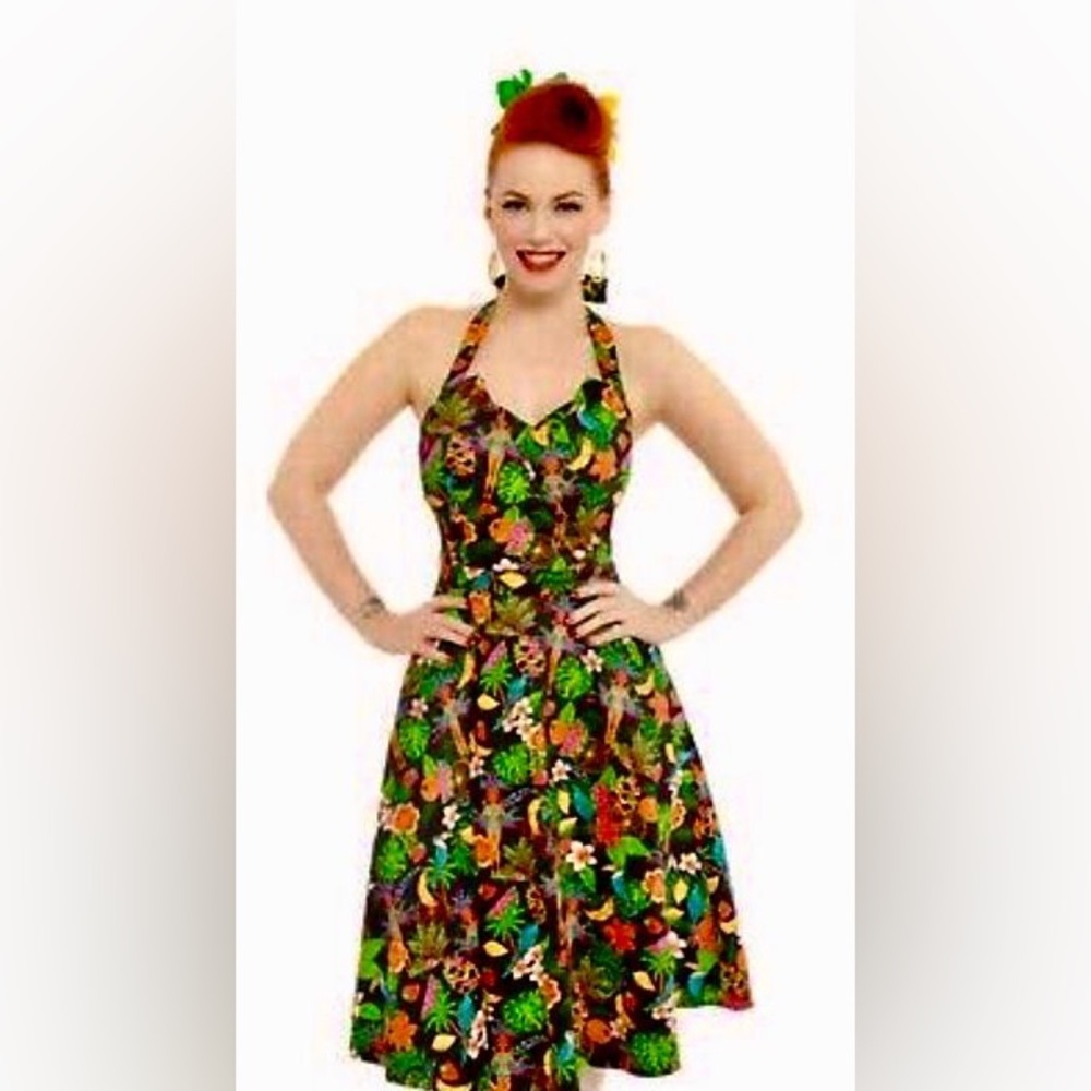 Lindy Bop Myrtle Rio Jungle Swing Halter Dress